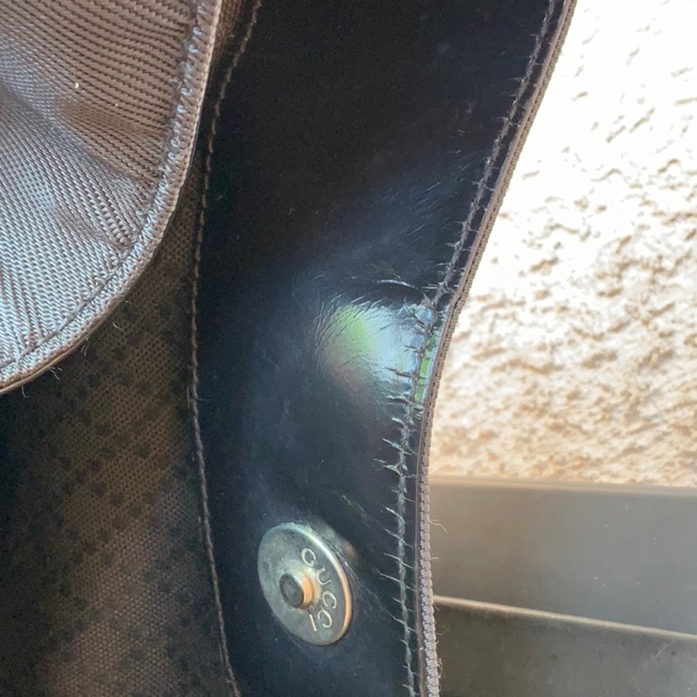 - Gucci AUTHENTIC hobo black canvas leather bamboo handle Very Good condit… - Picture 10 of 14